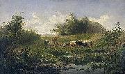 Gerard Bilders Cows at a pond France oil painting artist
